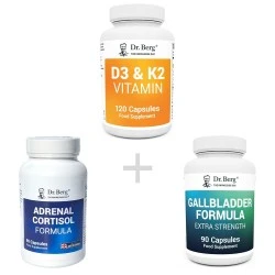 BUNDLE: Gallbladder Formula, Adrenal Cortisol Formula and D3 & K2 Vitamin pack of 3
