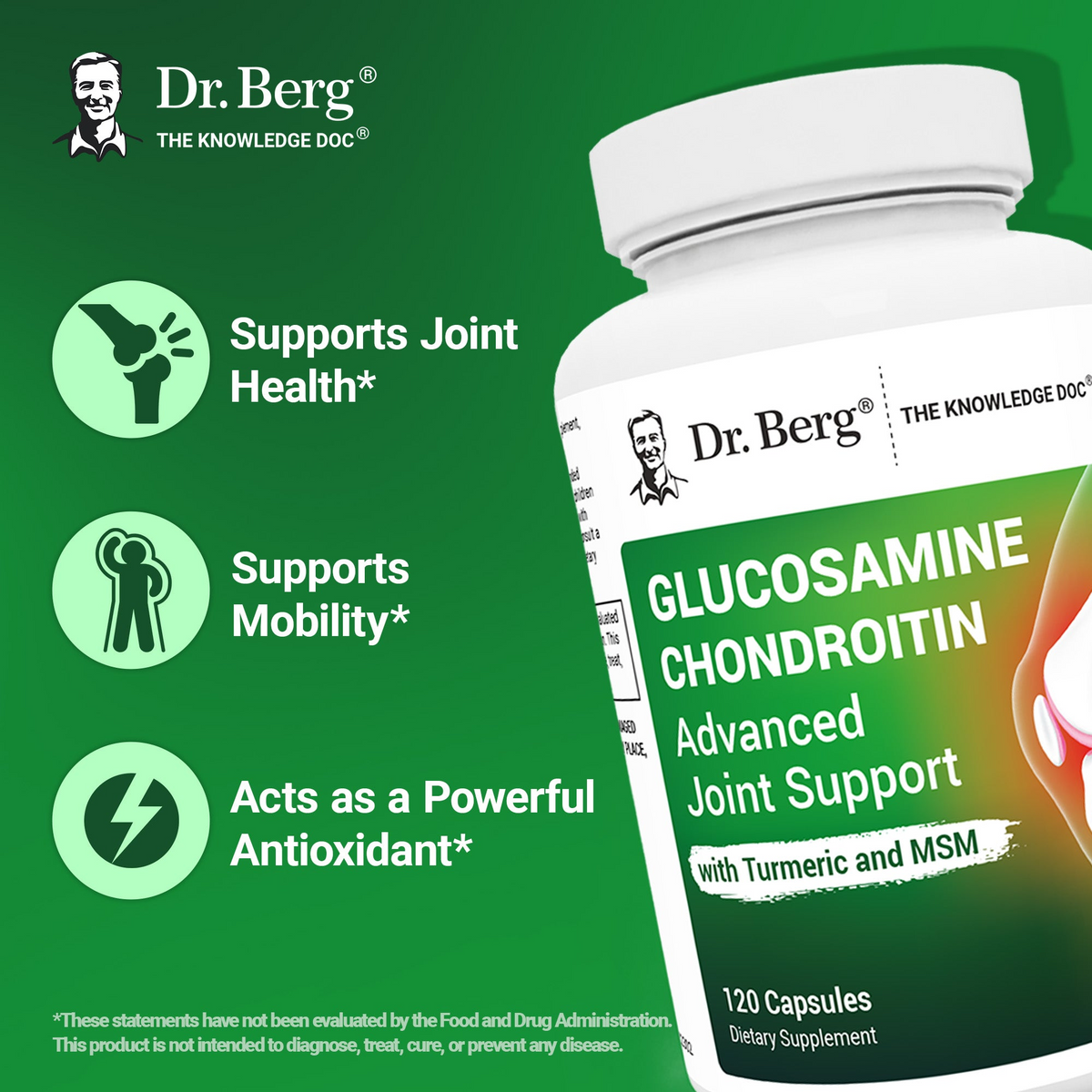 Doctor Berg UK Glucosamine Chondroitin Advanced Joint Support with MSM, 120 Vegetable Capsules