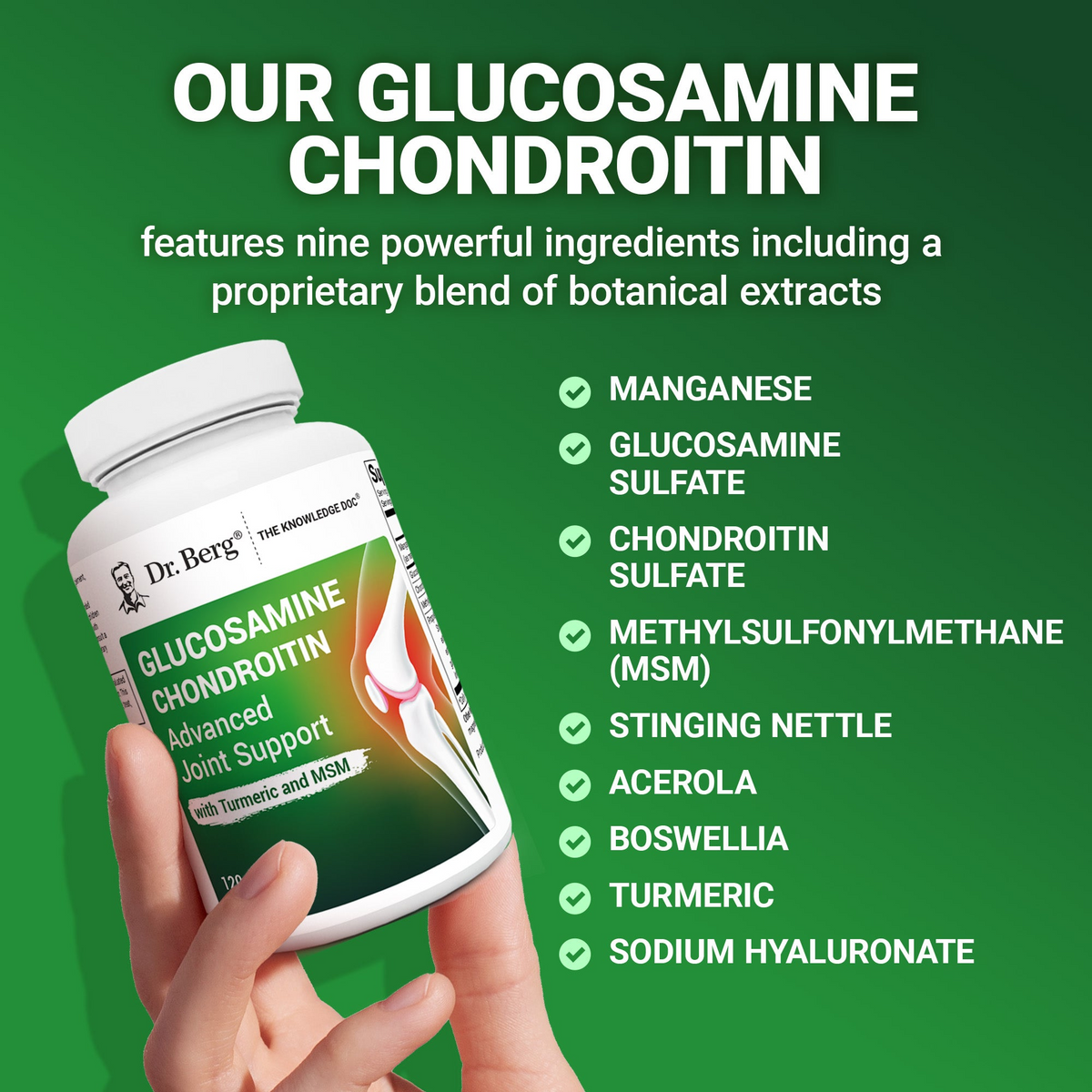 Doctor Berg UK Glucosamine Chondroitin Advanced Joint Support with MSM, 120 Vegetable Capsules