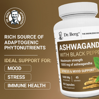Doctor Berg UK Ashwagandha with BioPerine® Black Pepper supplement, 90 Vegetable Capsules