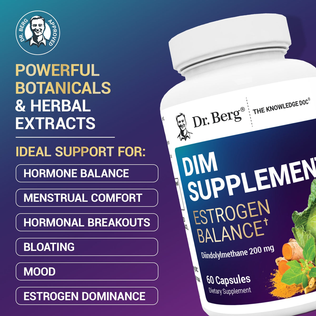 Doctor Berg UK DIM with Black Cohosh and Ashwagandha supplement, 60 Vegetable Capsules