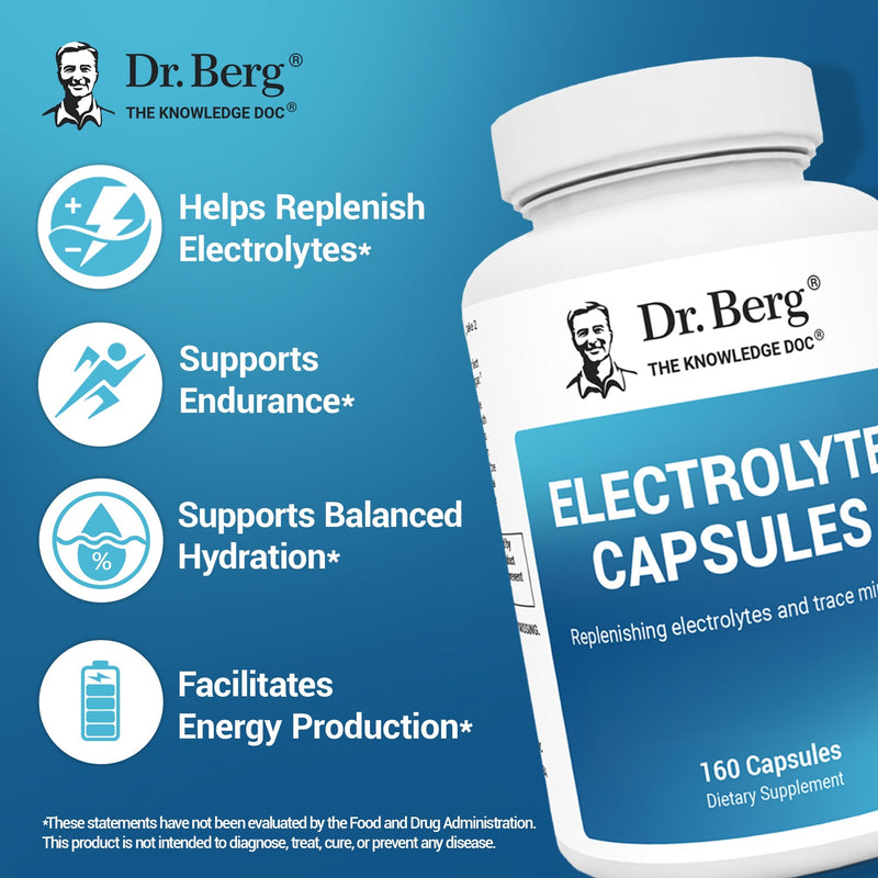 Doctor Berg UK Electrolyte Capsules with Potassium and Magnesium supplement,  160 Vegetable Capsules