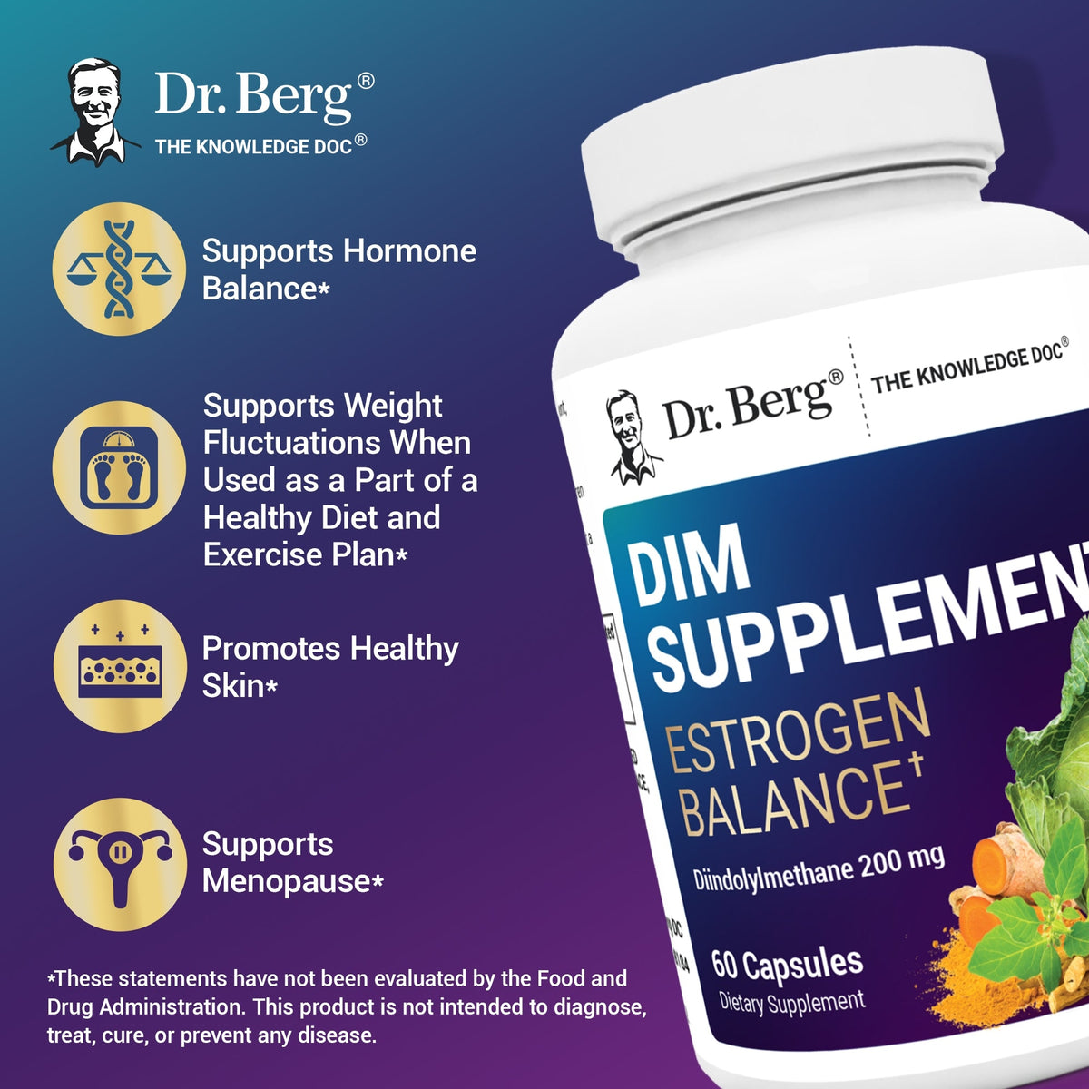 Doctor Berg UK DIM with Black Cohosh and Ashwagandha supplement, 60 Vegetable Capsules