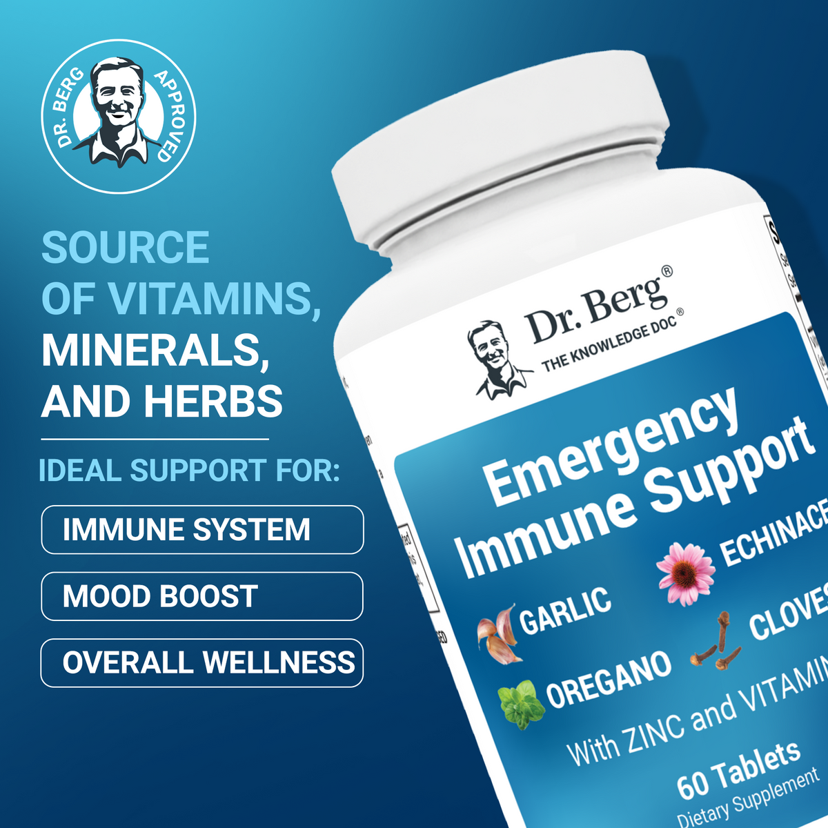 Doctor Berg UK Emergency Immune Support with Zinc and Vitamin D, 60 Tablets