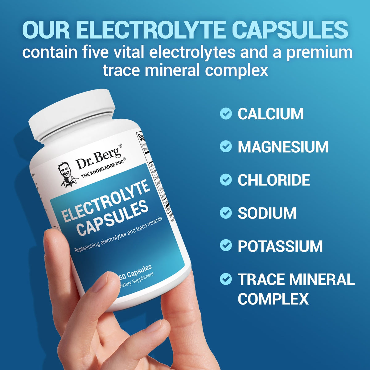 Doctor Berg UK Electrolyte Capsules with Potassium and Magnesium supplement,  160 Vegetable Capsules