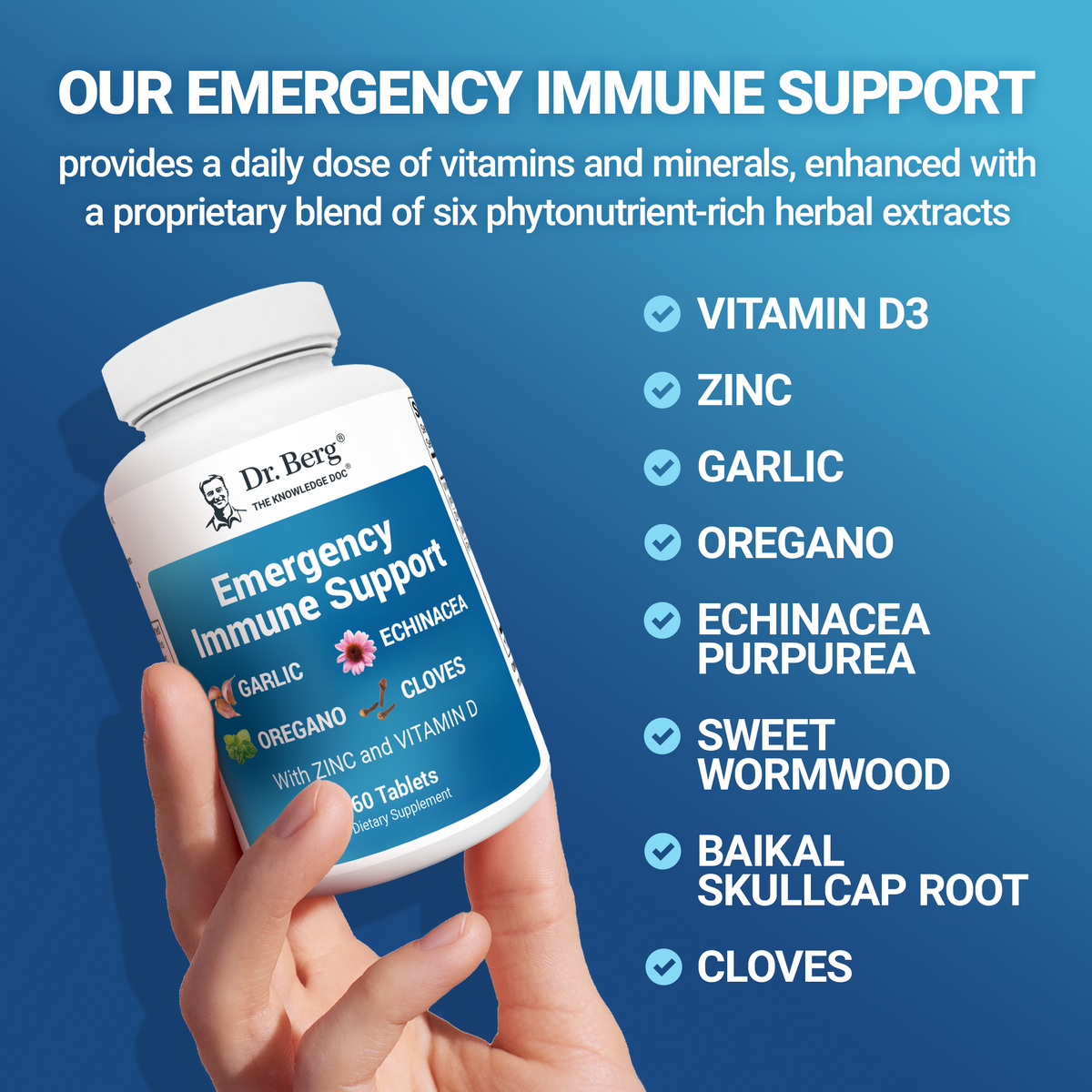 Doctor Berg UK Emergency Immune Support with Zinc and Vitamin D, 60 Tablets