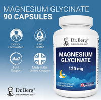 Dr. Berg UK Magnesium Glycinate 120 mg – 90 Veggie Capsules