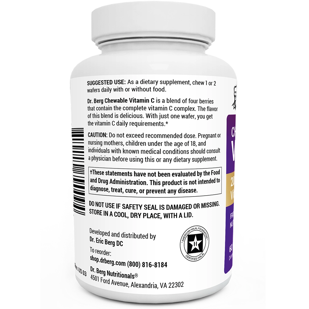 Doctor Berg UK Chewable Vitamin C Complex with Berries supplement, 60 Wafers