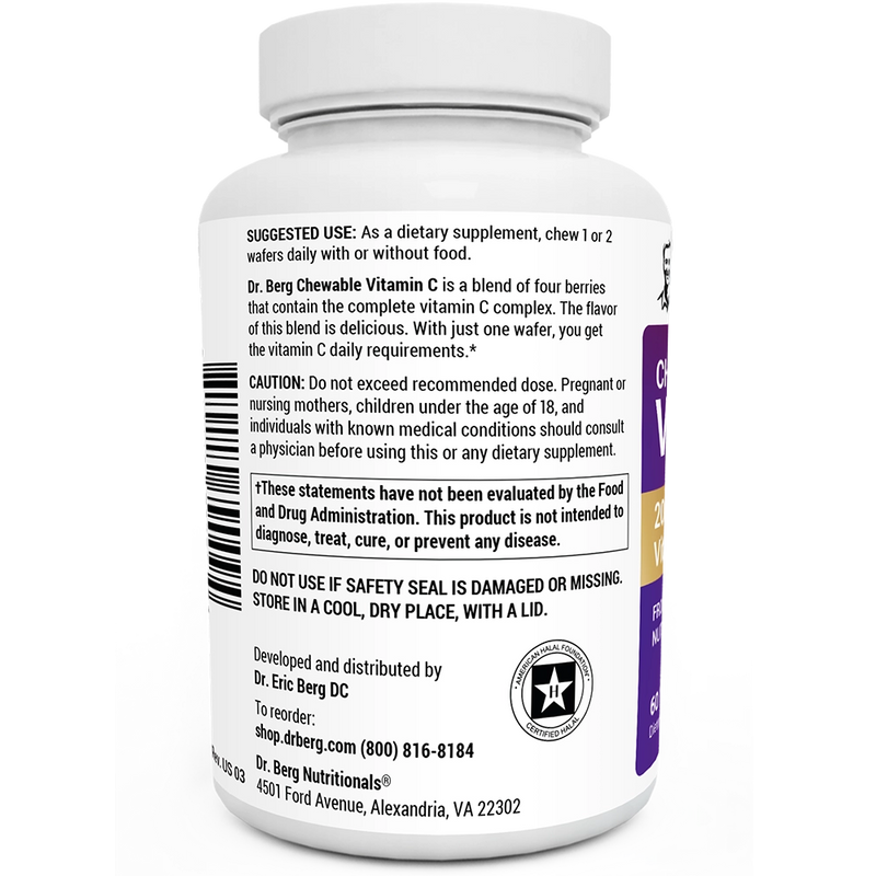 Doctor Berg UK Chewable Vitamin C Complex with Berries supplement, 60 Wafers