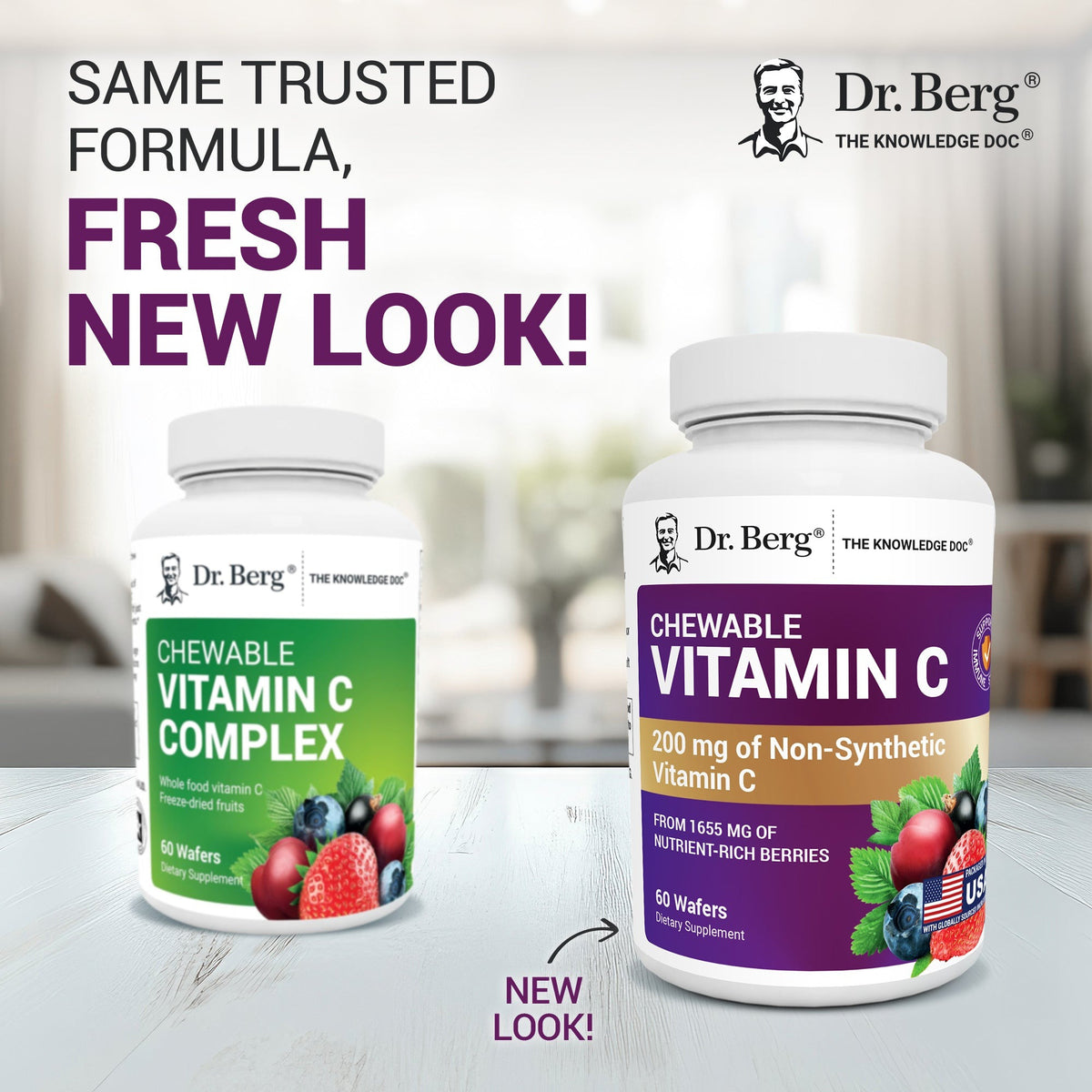 Doctor Berg UK Chewable Vitamin C Complex with Berries supplement, 60 Wafers