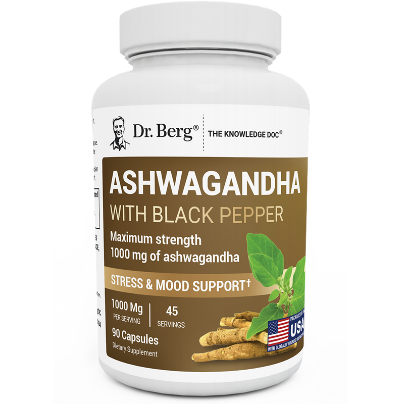 Doctor Berg UK Ashwagandha with BioPerine® Black Pepper supplement, 90 Vegetable Capsules