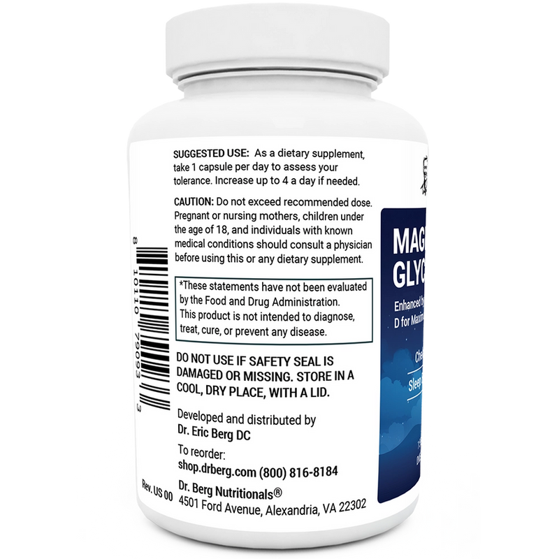 Doctor Berg UK Magnesium Glycinate with Vitamin D3, B6 and Zinc, 150 Capsules