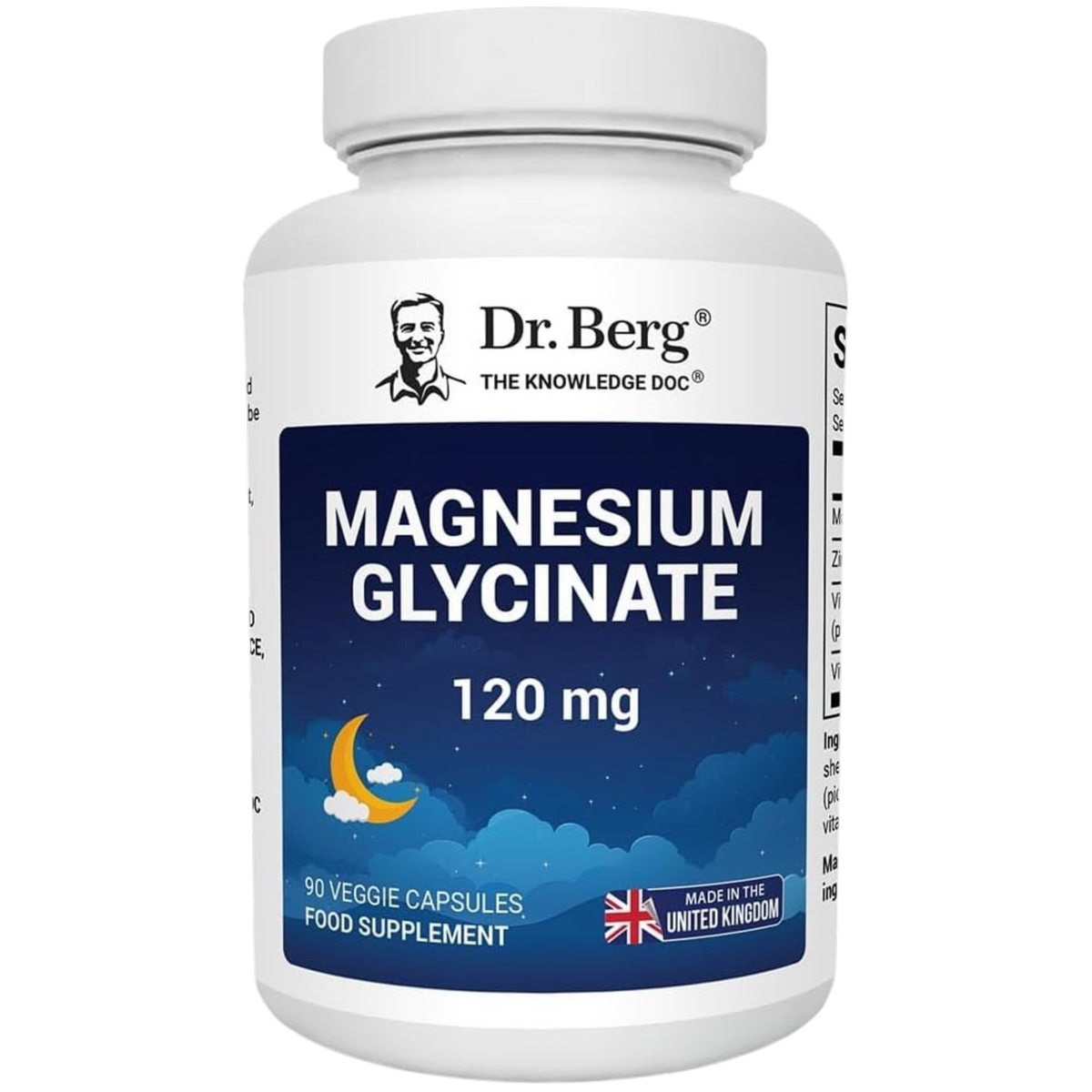 Dr. Berg UK Magnesium Glycinate 120 mg – 90 Veggie Capsules