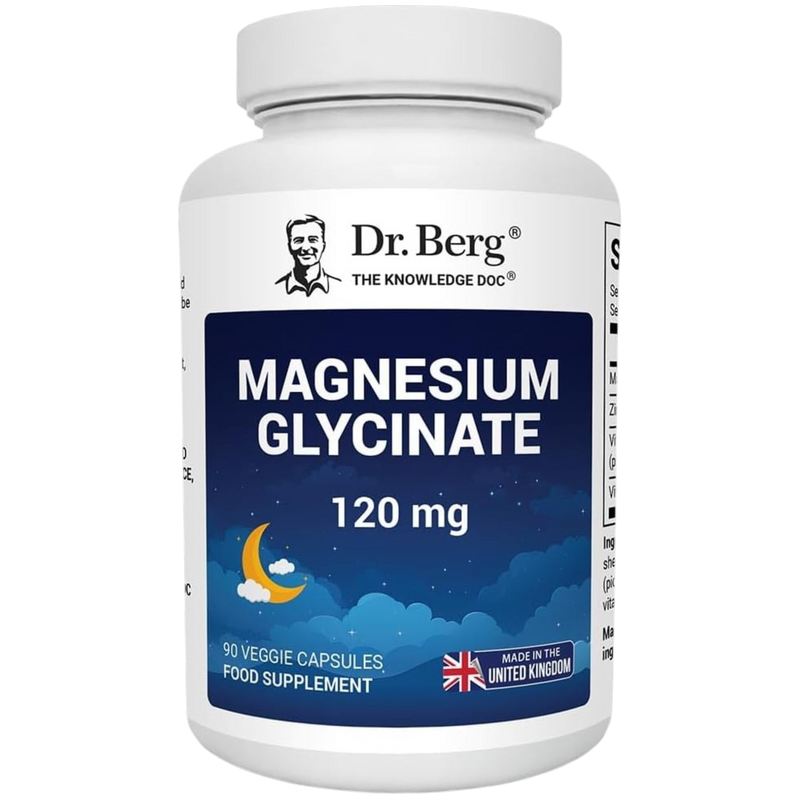 Dr. Berg UK Magnesium Glycinate 120 mg – 90 Veggie Capsules