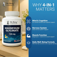 Dr. Berg UK Magnesium Glycinate 120 mg – 90 Veggie Capsules