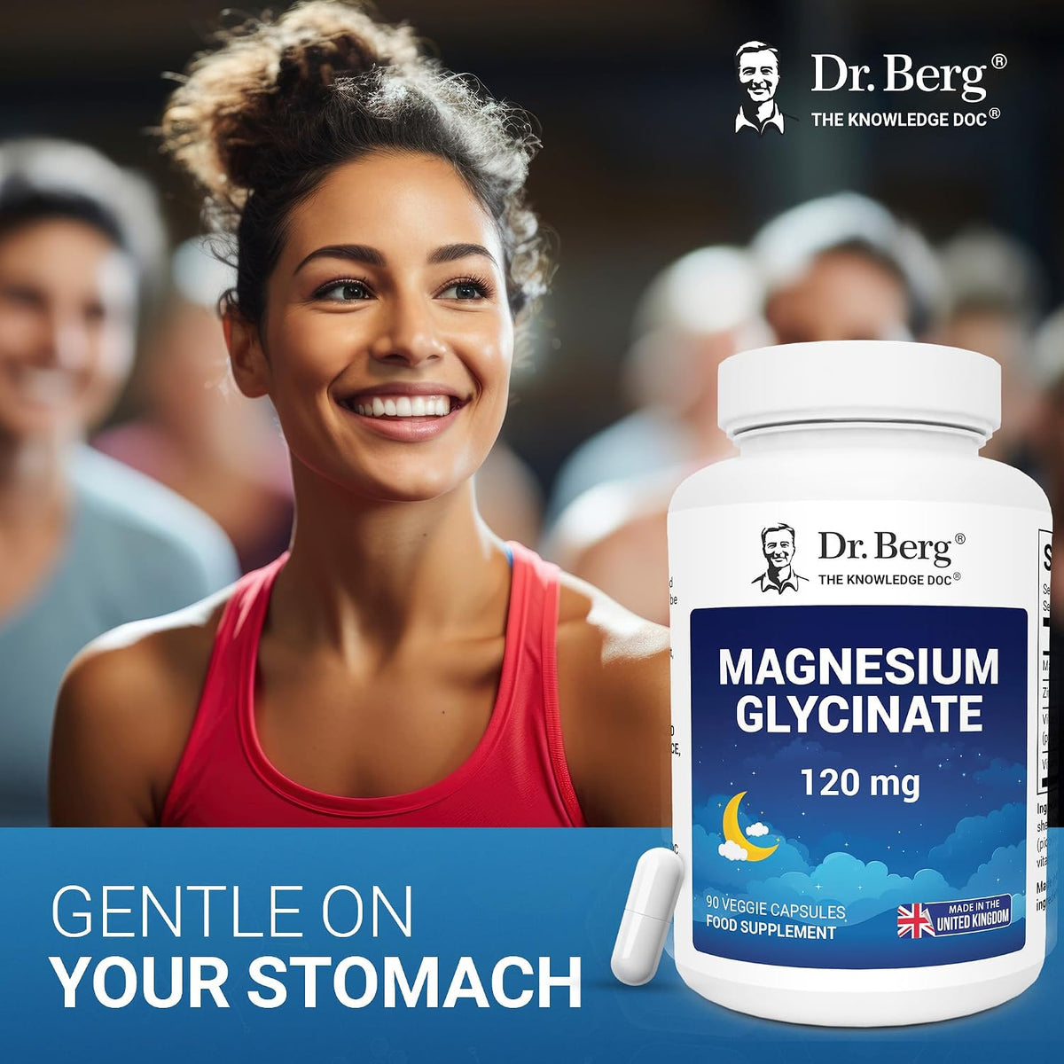 Dr. Berg UK Magnesium Glycinate 120 mg – 90 Veggie Capsules