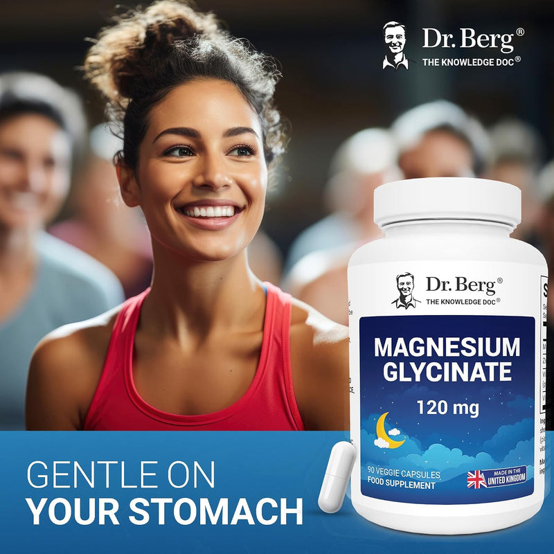 Dr. Berg UK Magnesium Glycinate 120 mg – 90 Veggie Capsules