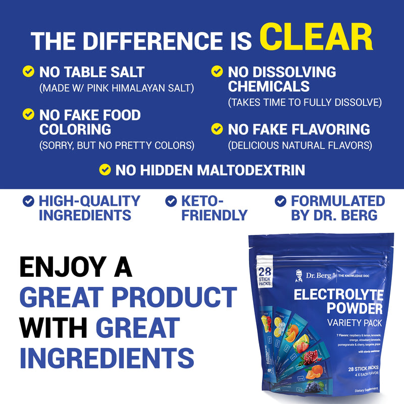 Doctor Berg UK Electrolyte Variety Pack, 28 Stick Packs, 7 Flavours