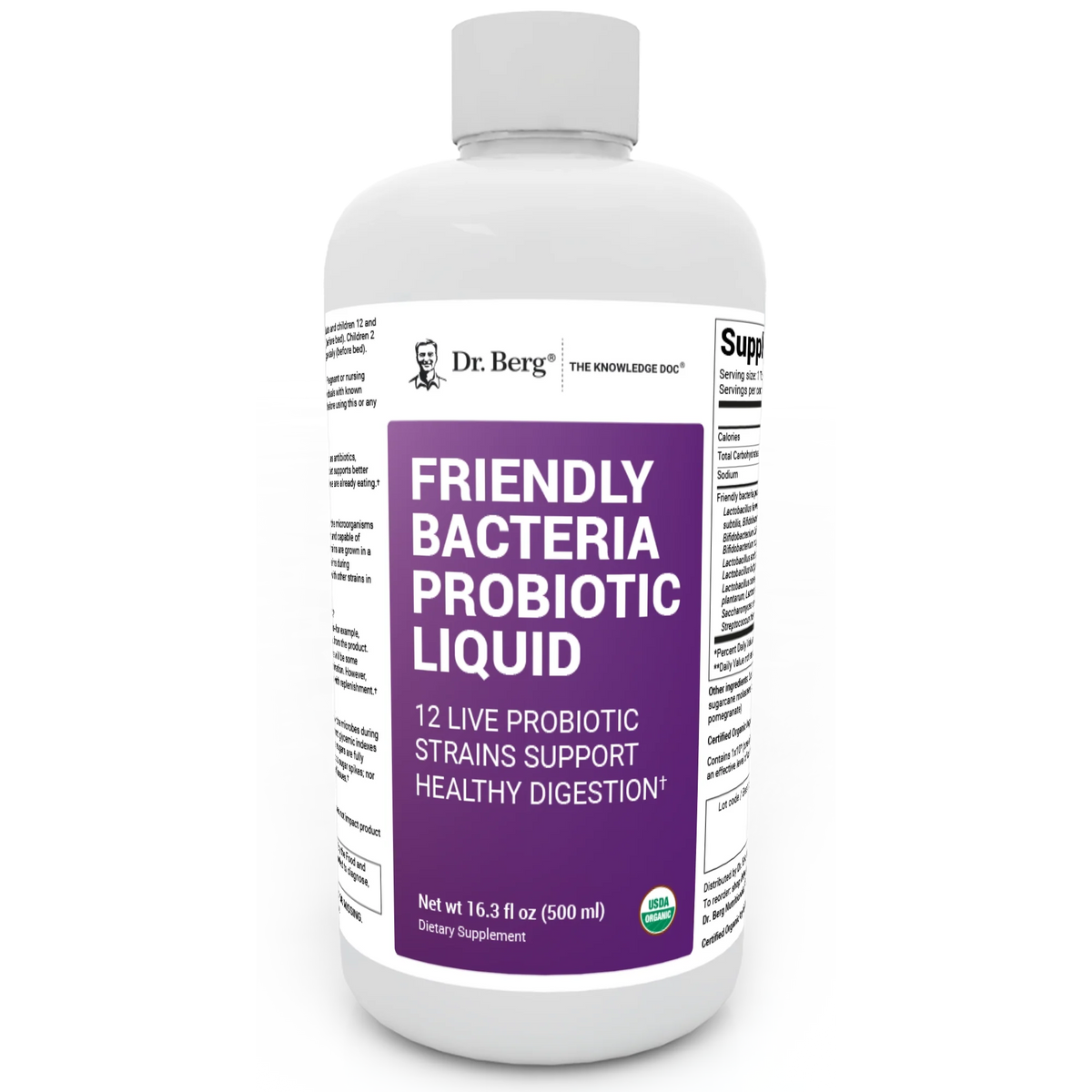 Doctor Berg UK Dr. Berg Friendly Bacteria Probiotic Liquid, 12 Strains, 16.3 fl oz