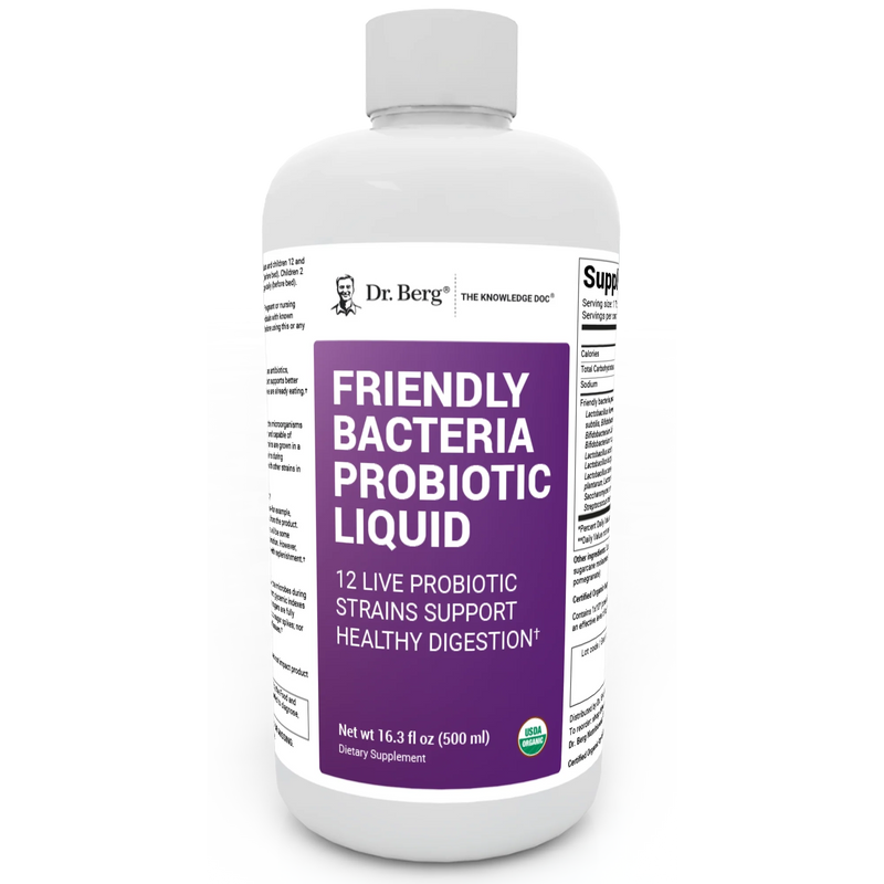 Doctor Berg UK Dr. Berg Friendly Bacteria Probiotic Liquid, 12 Strains, 16.3 fl oz