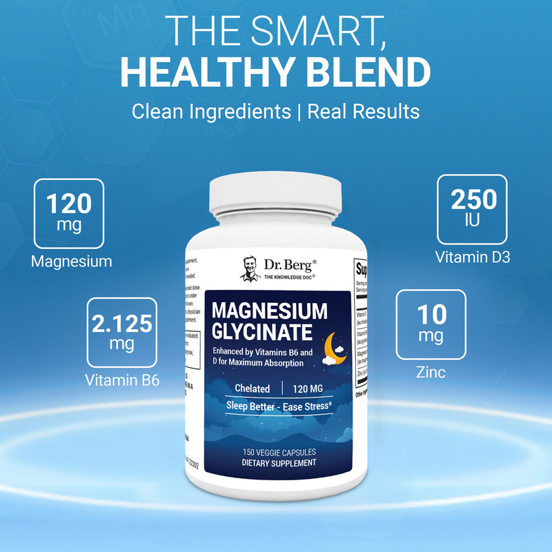 Doctor Berg UK Magnesium Glycinate with Vitamin D3, B6 and Zinc, 150 Capsules
