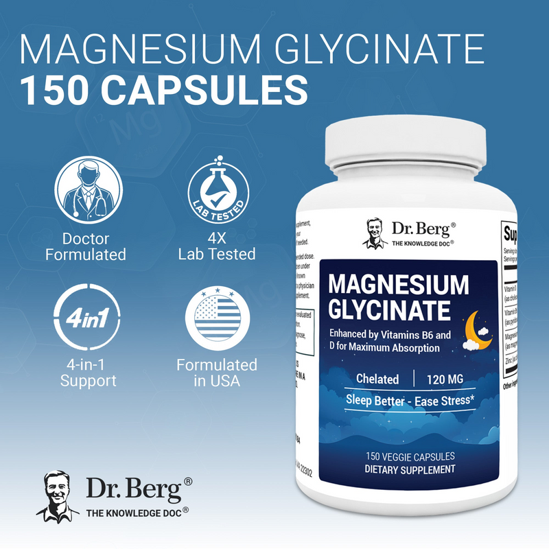Doctor Berg UK Magnesium Glycinate with Vitamin D3, B6 and Zinc, 150 Capsules
