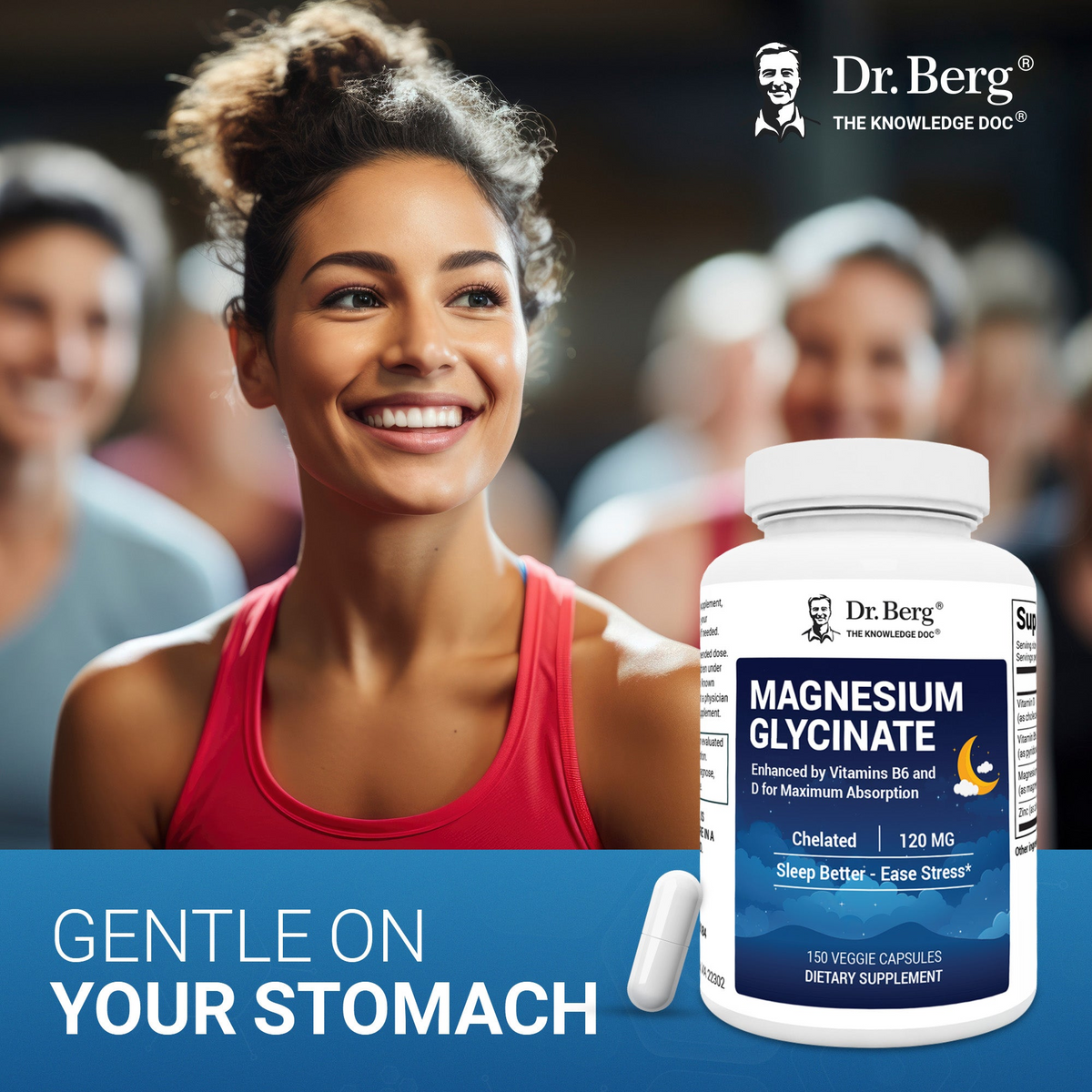 Doctor Berg UK Magnesium Glycinate with Vitamin D3, B6 and Zinc, 150 Capsules
