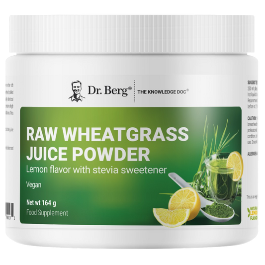 Dr. Berg Raw Wheatgrass Juice Powder – Lemon Flavour, 164 g