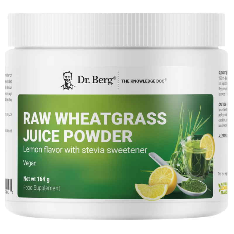Dr. Berg Raw Wheatgrass Juice Powder – Lemon Flavour, 164 g
