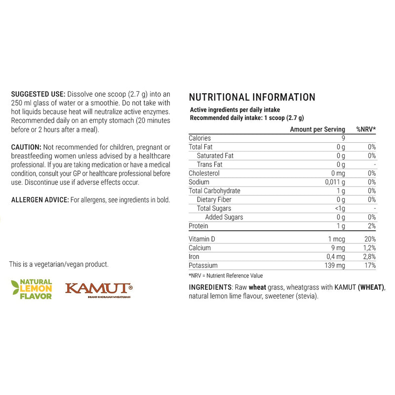 Dr. Berg Raw Wheatgrass Juice Powder – Lemon Flavour, 164 g