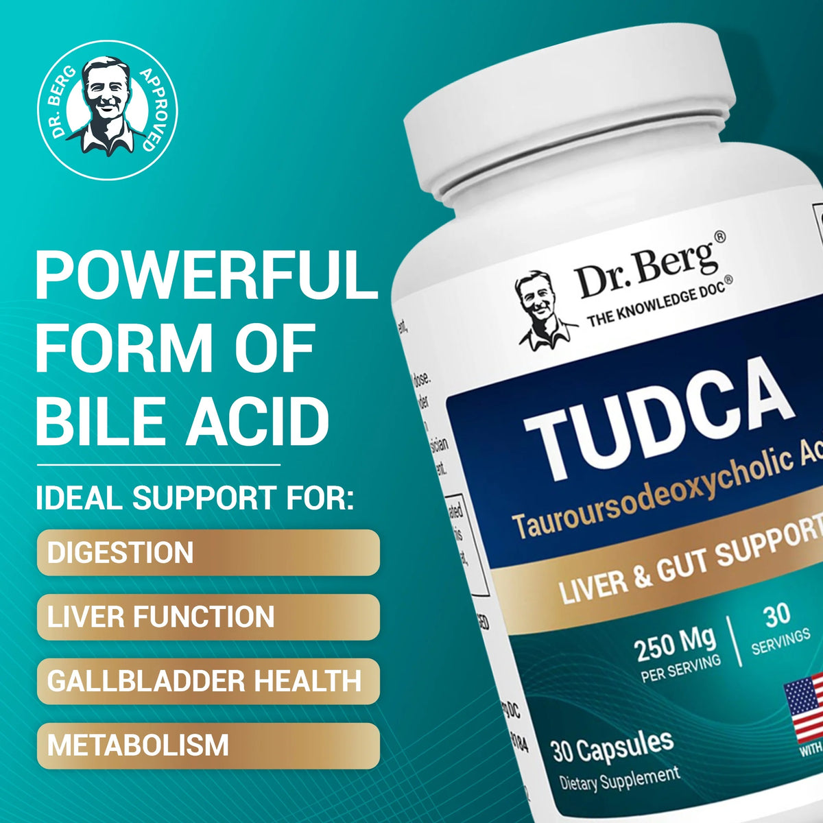 Doctor Berg UK TUDCA – 250 mg, 30 Vegetable Capsules