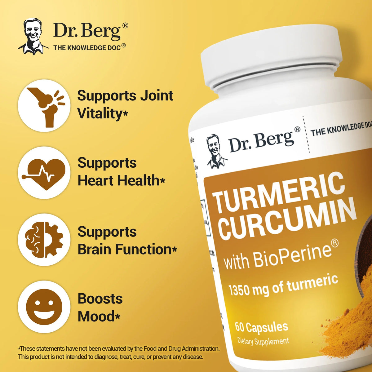Doctor Berg UK Turmeric Curcumin with BioPerine®, 60 Vegetable Capsules