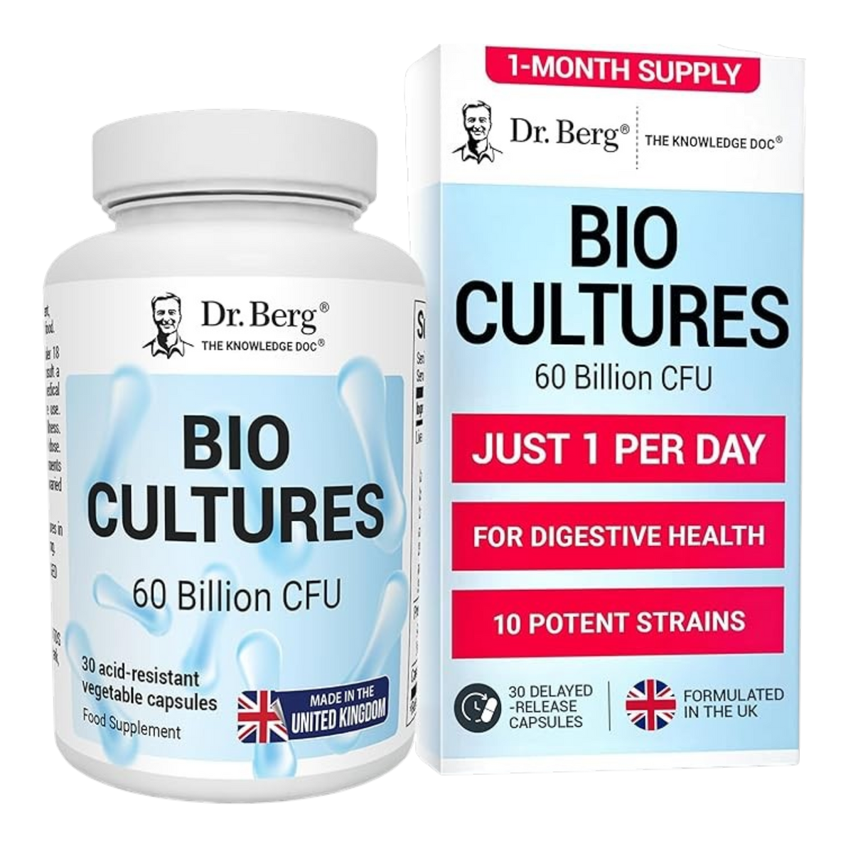 Doctor Berg UK Bio Cultures – 60 Billion CFU, 30 Capsules