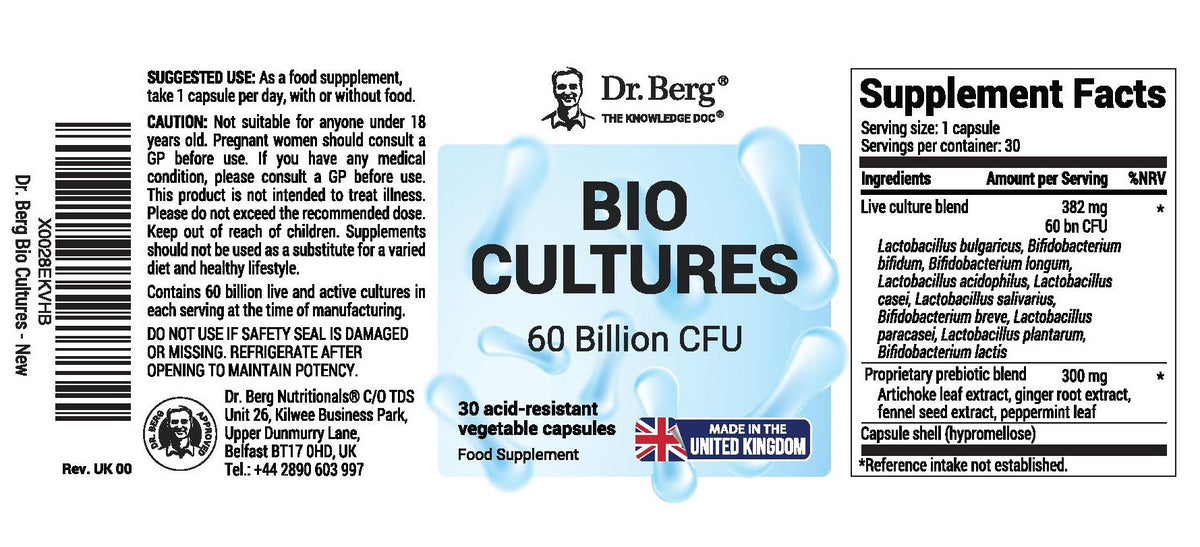 Doctor Berg UK Bio Cultures – 60 Billion CFU, 30 Capsules