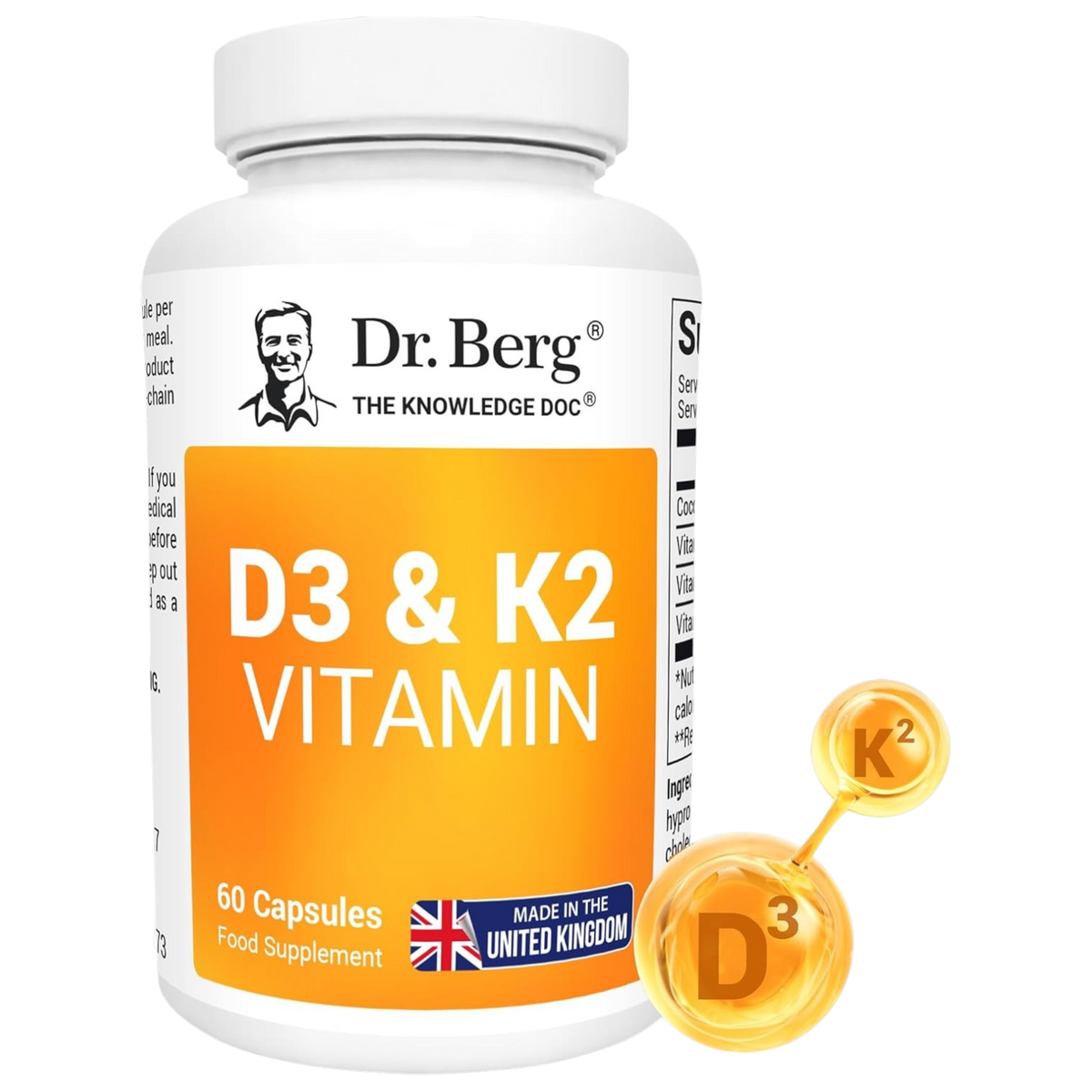 Doctor Berg UK Vitamin D3 & K2 with Vitamin B6 and MCT – 2,000 IU, 60 Capsules