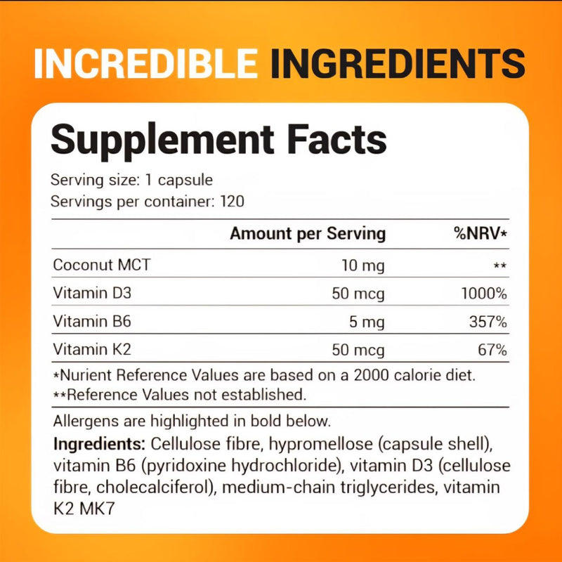 Doctor Berg UK Vitamin D3 & K2 with Vitamin B6 and MCT – 2,000 IU, 120 Capsules