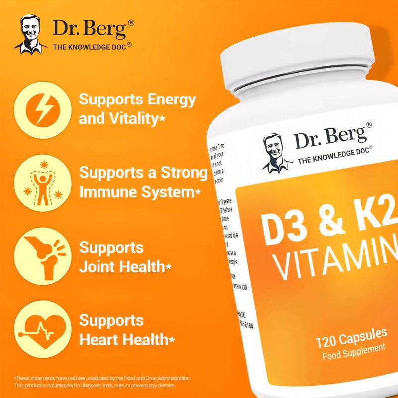 Doctor Berg UK Vitamin D3 & K2 with Vitamin B6 and MCT – 2,000 IU, 120 Capsules