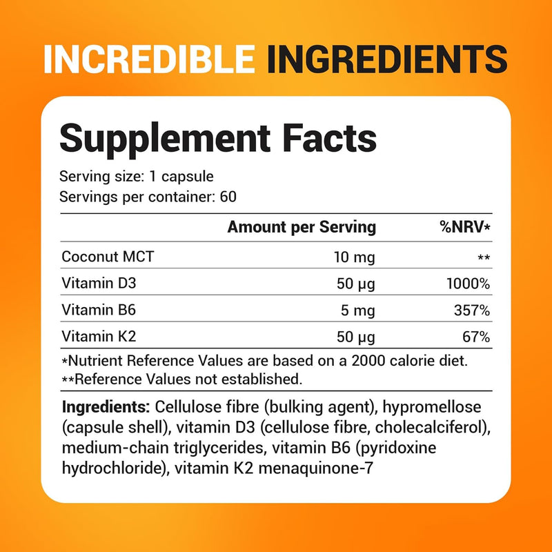 Doctor Berg UK Vitamin D3 & K2 with Vitamin B6 and MCT – 2,000 IU, 60 Capsules