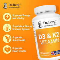 Doctor Berg UK Vitamin D3 & K2 with Vitamin B6 and MCT – 2,000 IU, 60 Capsules