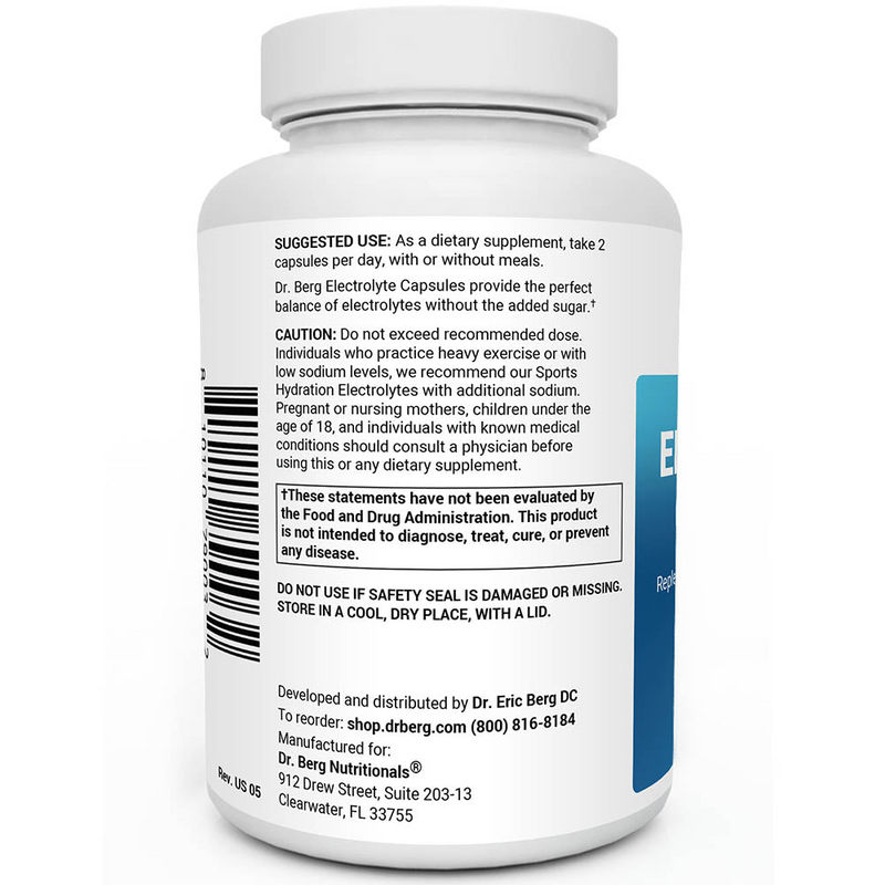 Doctor Berg UK Electrolyte Capsules with Potassium and Magnesium supplement,  160 Vegetable Capsules