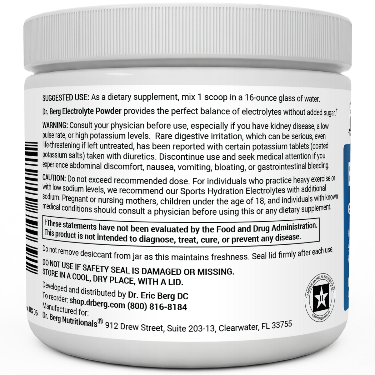Doctor Berg UK Electrolyte Powder Natural Grap, 50 Servings