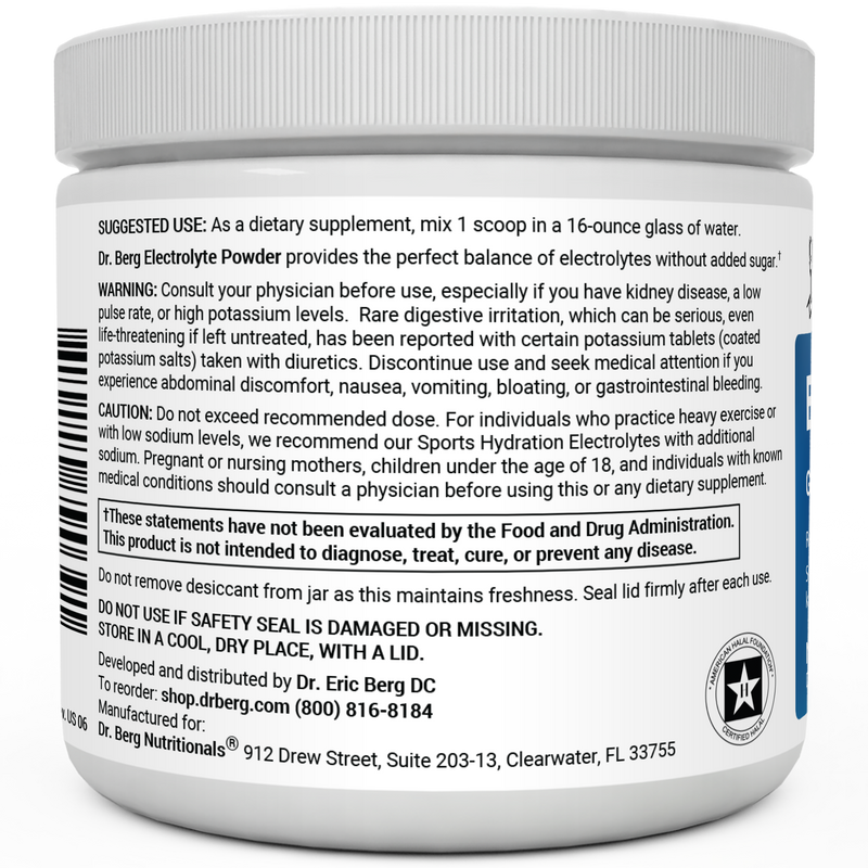 Doctor Berg UK Electrolyte Powder Natural Grap, 50 Servings