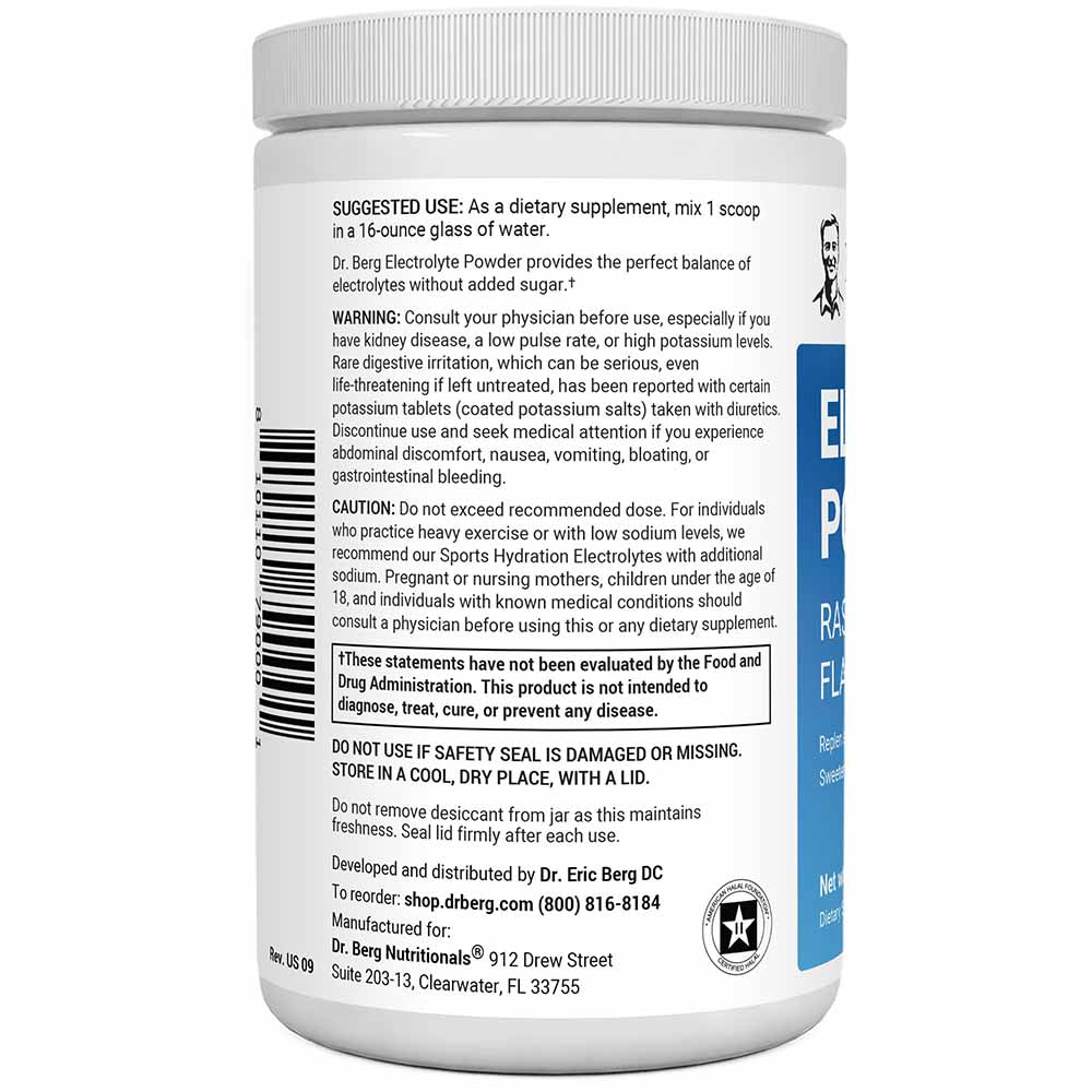 Doctor Berg UK Electrolyte Powder Raspberry - Lemon, 100 Servings
