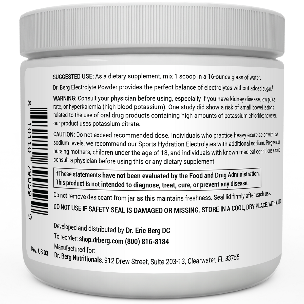 Doctor Berg UK Electrolyte Powder Tangerine, 50 Servings