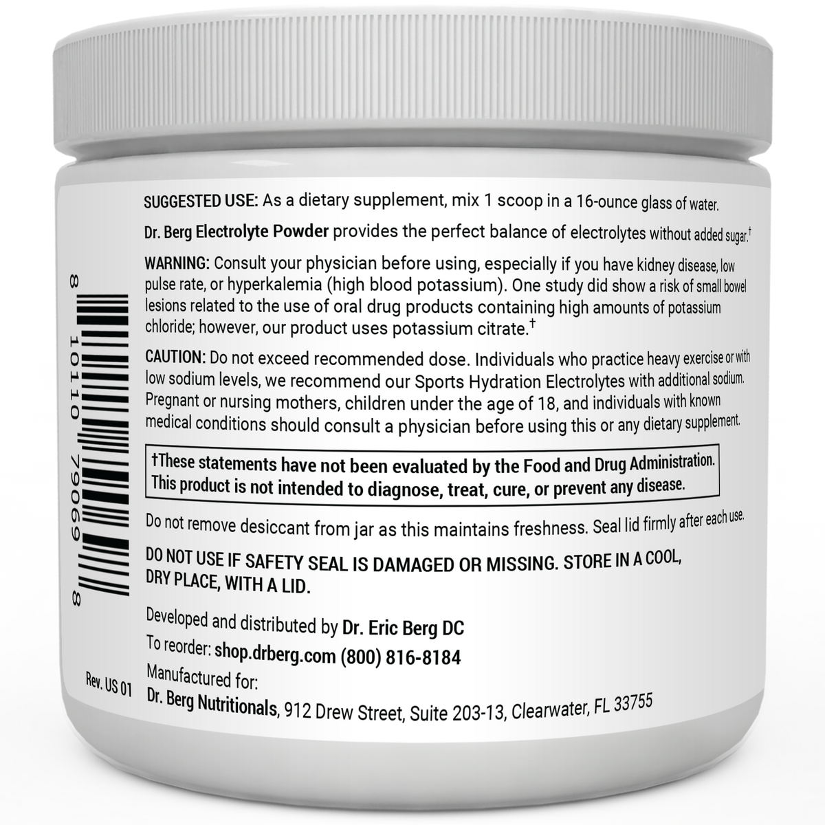 Doctor Berg UK Electrolyte Powder Tropical Coconut, Pineapple, Orange, 50 Servings