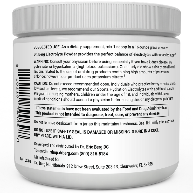 Doctor Berg UK Electrolyte Powder Tropical Coconut, Pineapple, Orange, 50 Servings