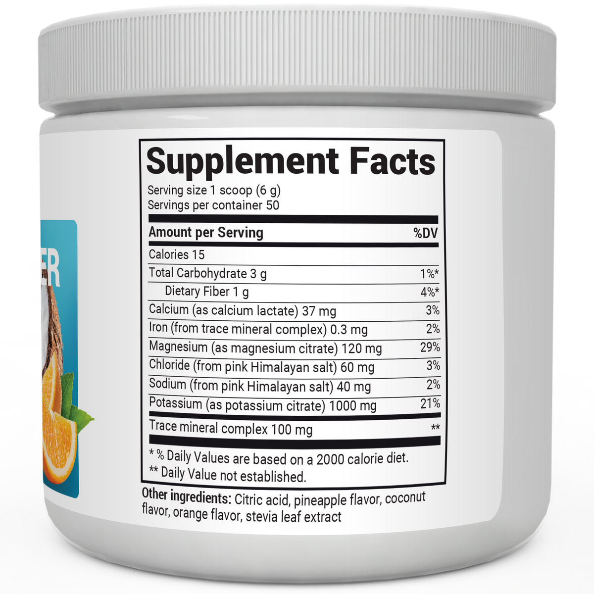 Doctor Berg UK Electrolyte Powder Tropical Coconut, Pineapple, Orange, 50 Servings