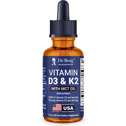Doctor Berg UK Vitamin D3 & K2 Liquid with MCT Oil – Unflavoured, 1 fl oz