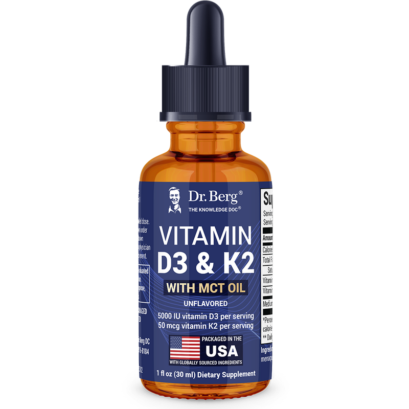 Doctor Berg UK Vitamin D3 & K2 Liquid with MCT Oil – Unflavoured, 1 fl oz