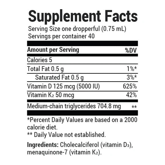 Doctor Berg UK Vitamin D3 & K2 Liquid with MCT Oil – Unflavoured, 1 fl oz